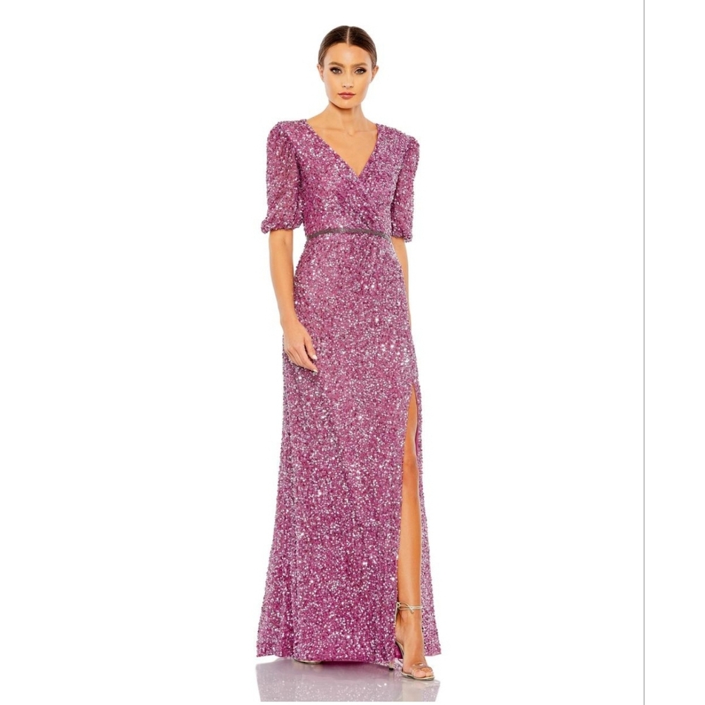 Mac Duggal Purple Sequin Gown